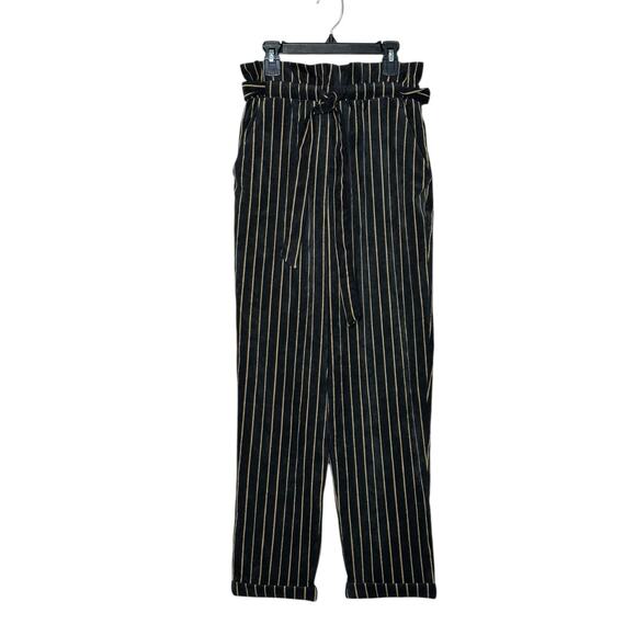 Lush black gold striped soft corduroy high waisted pants size M - Picture 1 of 8